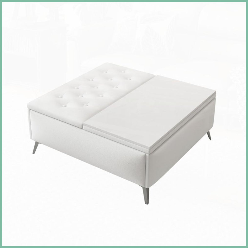 Table basse carrée à dessus relevable de 35 pouces pour salon - repose-pieds de rangement surdimensionné, facile à nettoyer