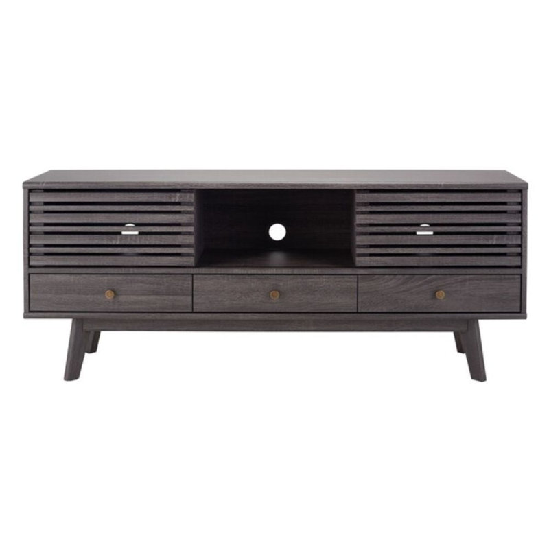 Topeka 3 Drawer 1 Shelf TV Stand, Distressed Black