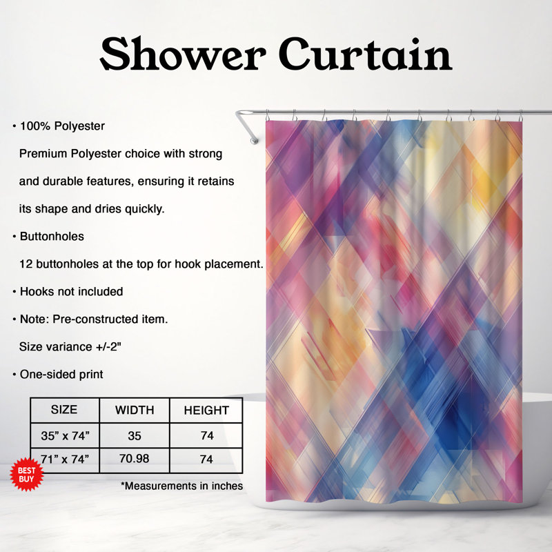 Plaid Art - Rideau de douche Premium, H 74 po x l 71 po