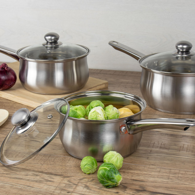 Lustro Stainless Steel (18/0) Saucepan Set