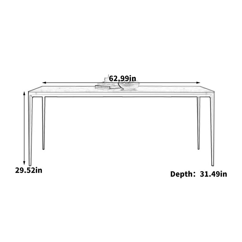 Table de salle à manger Oreofe, H 29,52 po x L 62,99 po x l 31,49 po