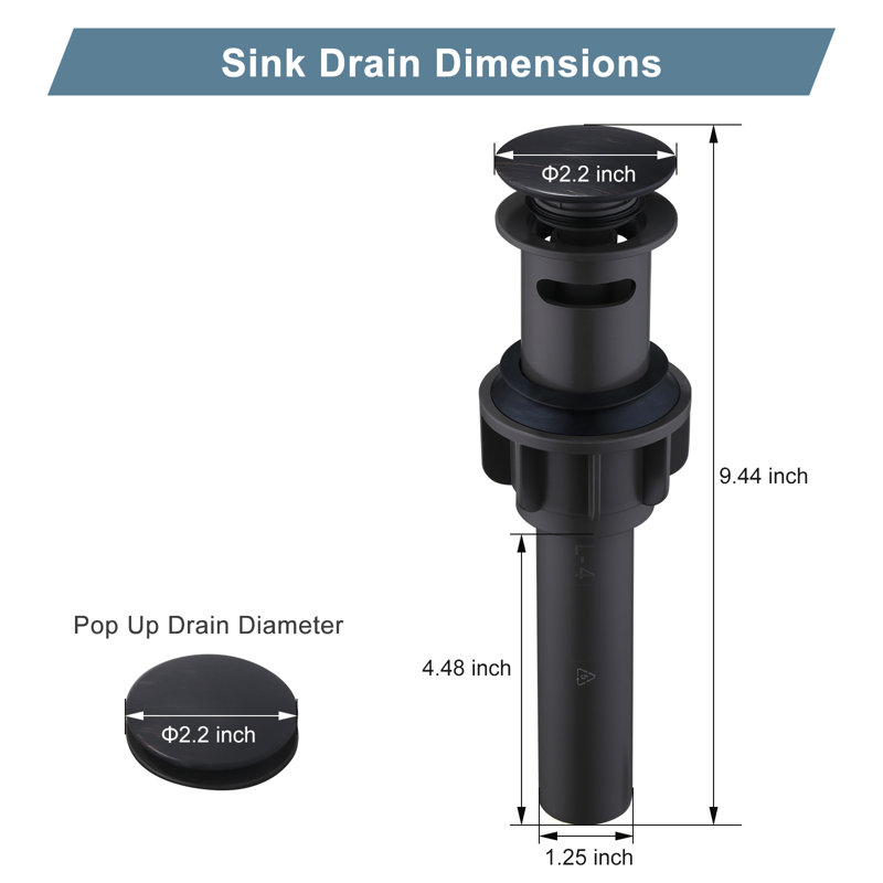 Drain escamotable de lavabo de salle de bain avec trop-plein, Bronze huilé