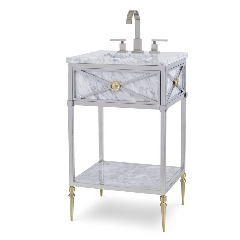 Petite Marble and Stainless Steel Single Bathroom Vanity