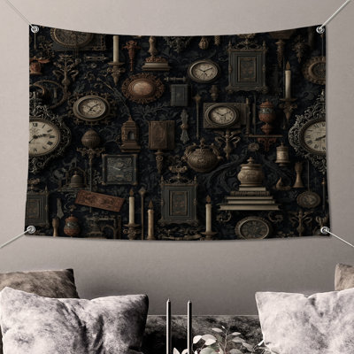 Vintage Clocks And Frames Wall Tapestry - Antiques Wall Decor