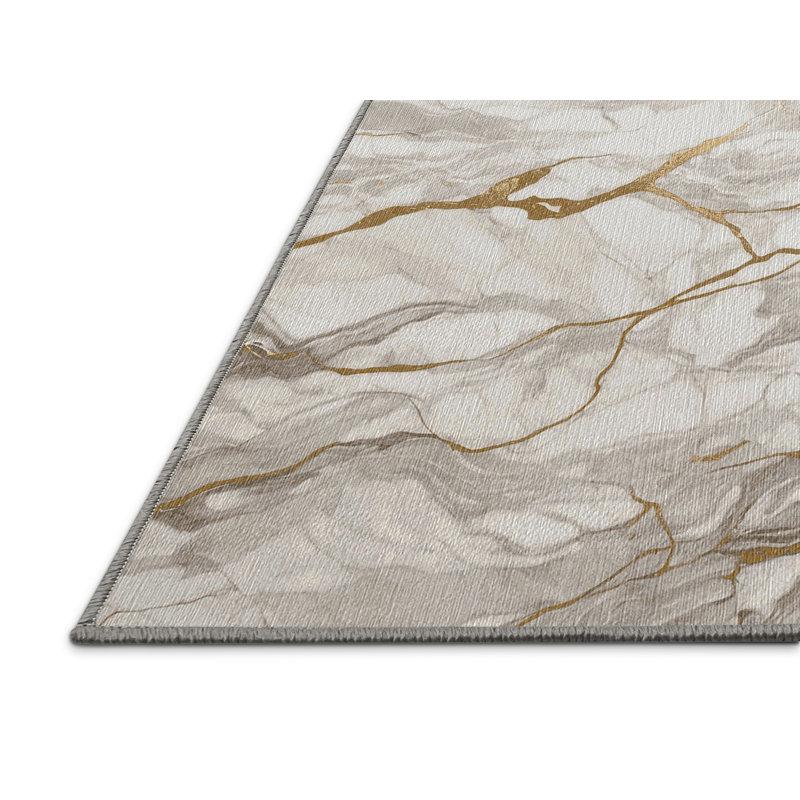 Machine Washable Gray Area Rug, Square 7'