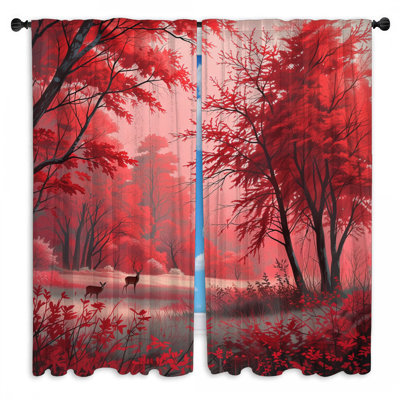 Rideaux de fenêtre rouge d'automne obscurcissant et obscurcissant - 2 panneaux