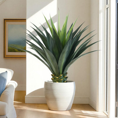  16.5inches  Artificial Agave Plant - in Black Nursery Pot (Pot Not Included), Realistic Faux Succulent for Indoor & Outdoor Desert-Chic Decor