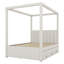 Lit plateforme double à baldaquin avec lit gigogne et trois tiroirs de rangement, beige