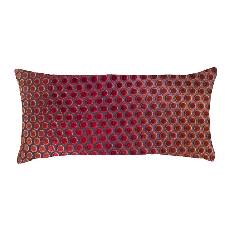 Dots Mini Rectangle Velvet Pillow Cover & Insert, 7" x 15", Wildberry