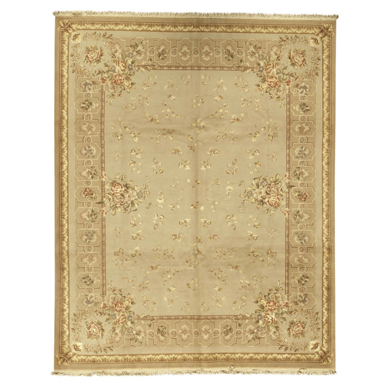 High-Quality Hand-Knotted Beige Area Rug