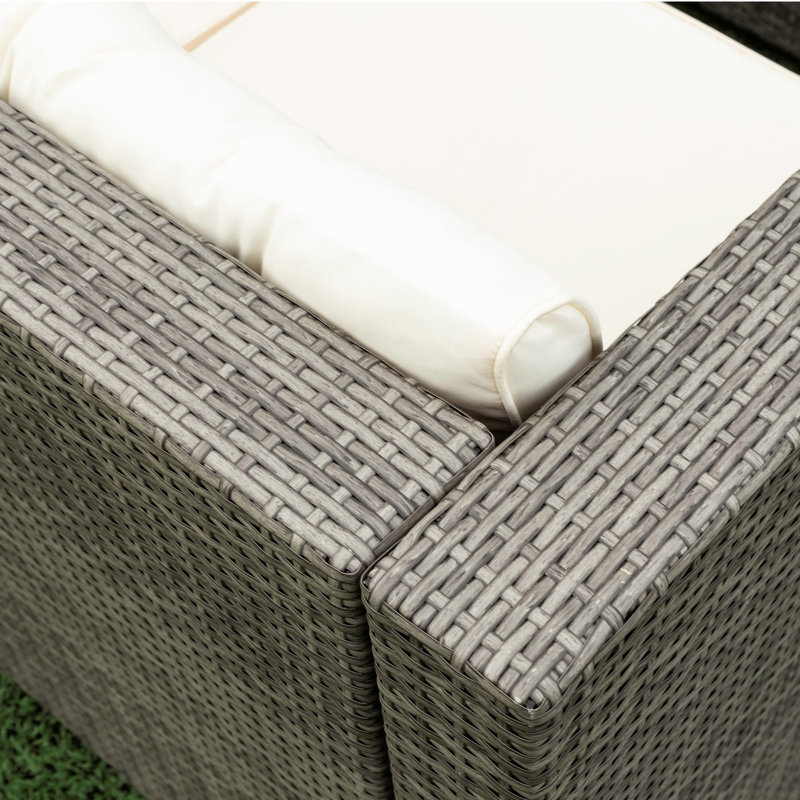 Ensemble de canapé modulaire d'extérieur en rotin et osier 4 pièces, Blanc