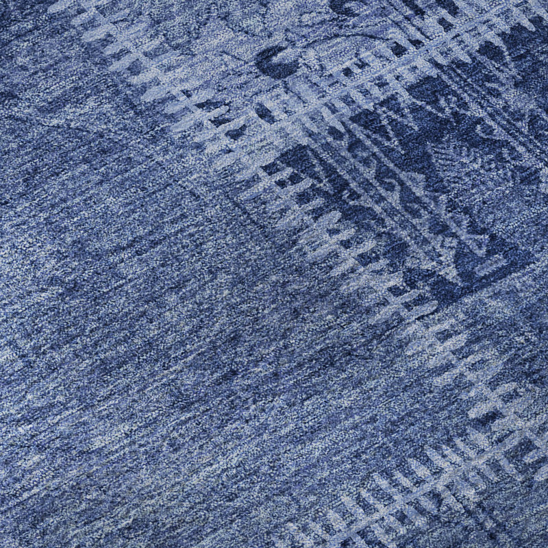 Tapis bleu marine Cerrito lavable à la machine de qualité supérieure, Rectangulaire 3 pi x 5 pi