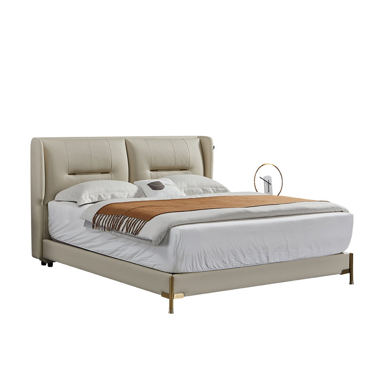 Glenside Leather Wingback Bed, Très grand