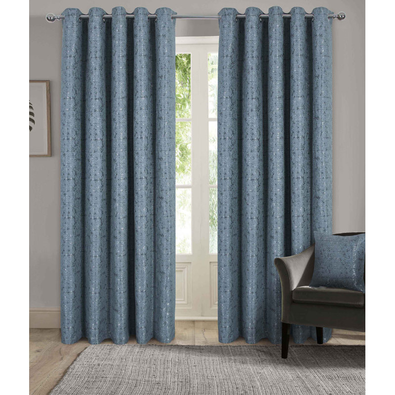 Nonia Semi Sheer Curtain Pair, Charcoal, 46cm Width x 54cm Drop