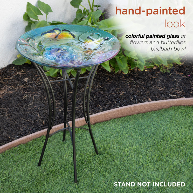 Alverda Glass Butterfly Birdbath