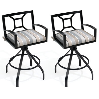 Tabourets de bar pivotants en aluminium avec coussin Sunbrella