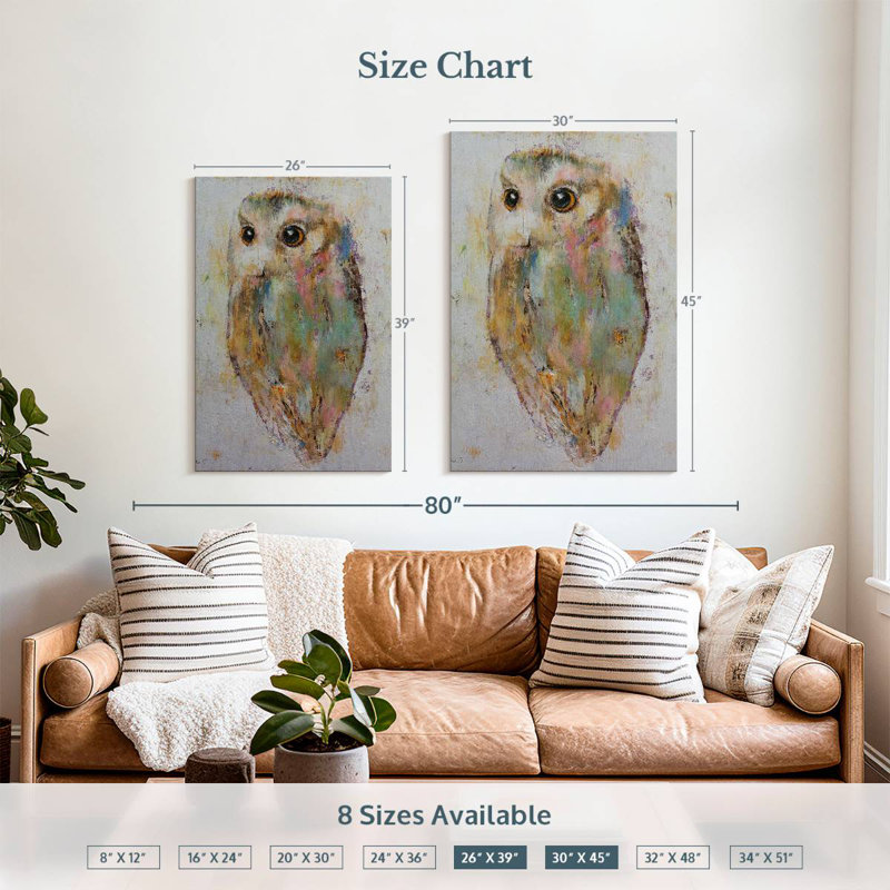Brampt Pastel Abstract Owl, 39" H x 26" W