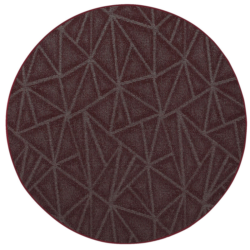 Tapis raffiné à motif raffiné bourgogne, Rond 9 pi