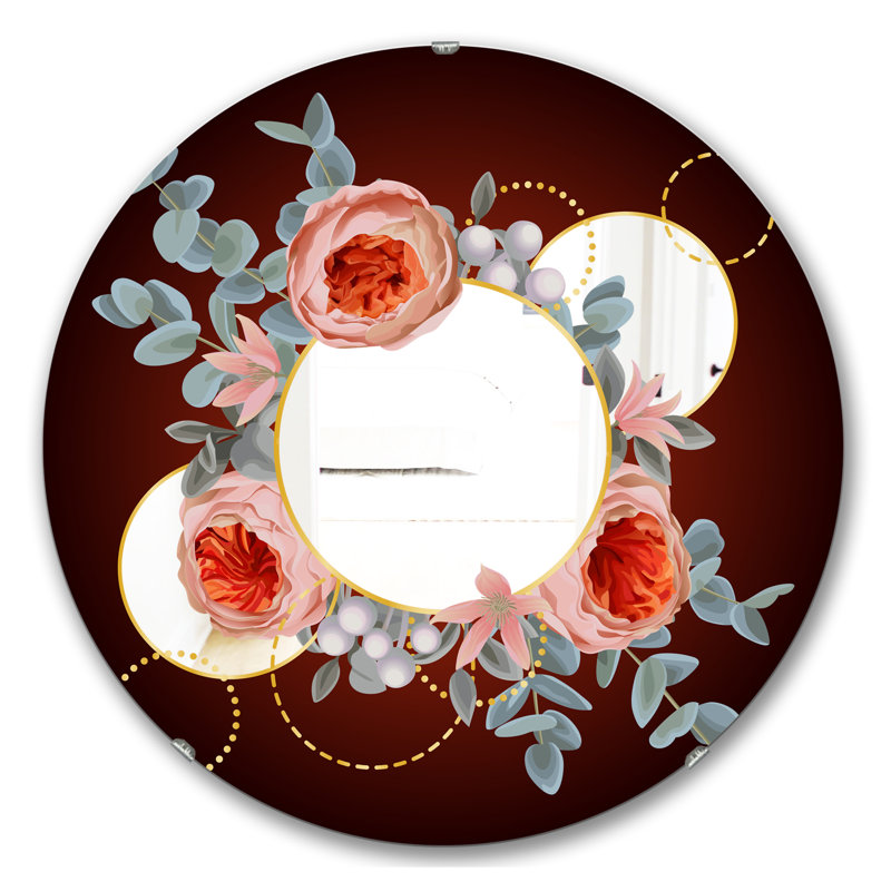 Miroir mural Floral, H 23,6 po x l 23,6 po