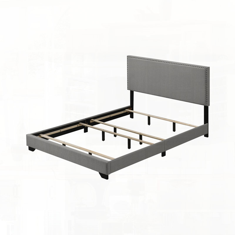 Grand lit en tissu gris clair, Gris clair
