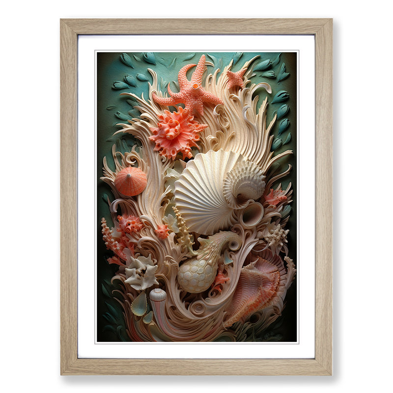 Seashell Symbolism - Framed Print, Oak, 34cm H x 25cm W x 2cm D