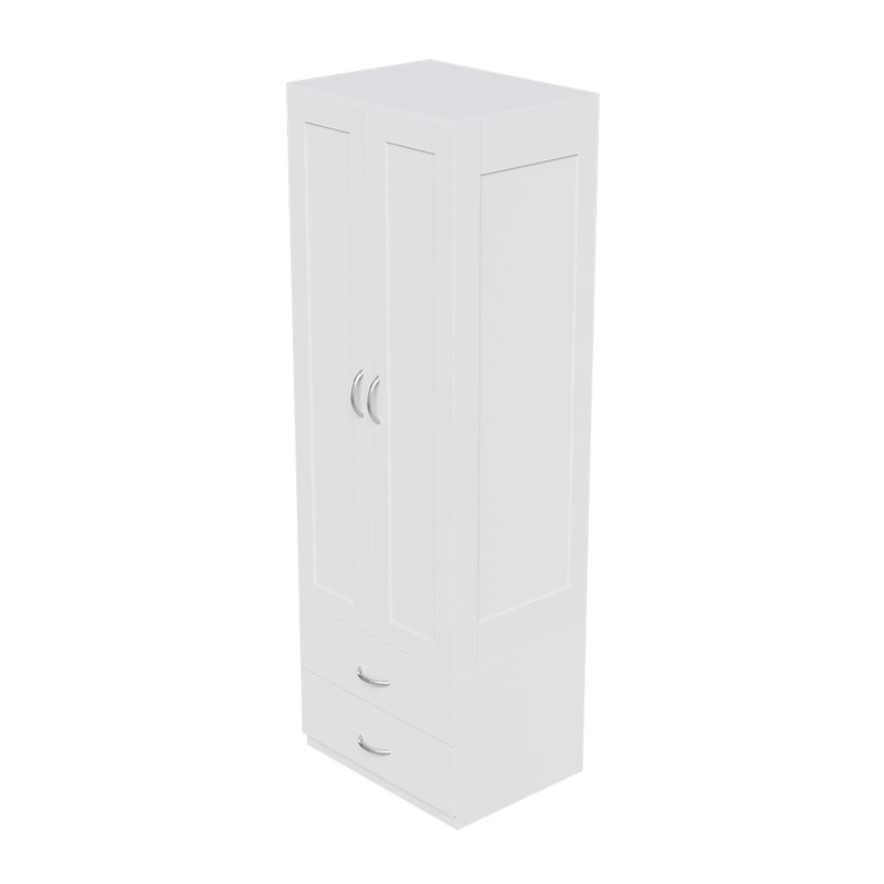 2 Door Engineered Wood Wardrobe, White