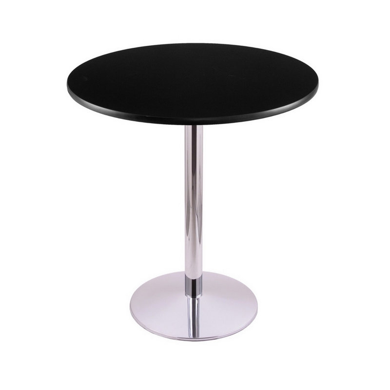 Table à piédestal à hauteur de bar, Chrome, Diamètre de 36 po, Brun
