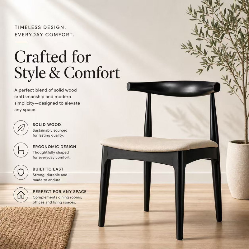 Clouser Faunsdale Dining Chair - Upholstered Fabric Slat Back Side Chair with Cushion Seat - Kitchen & Home Accent Chair, 2