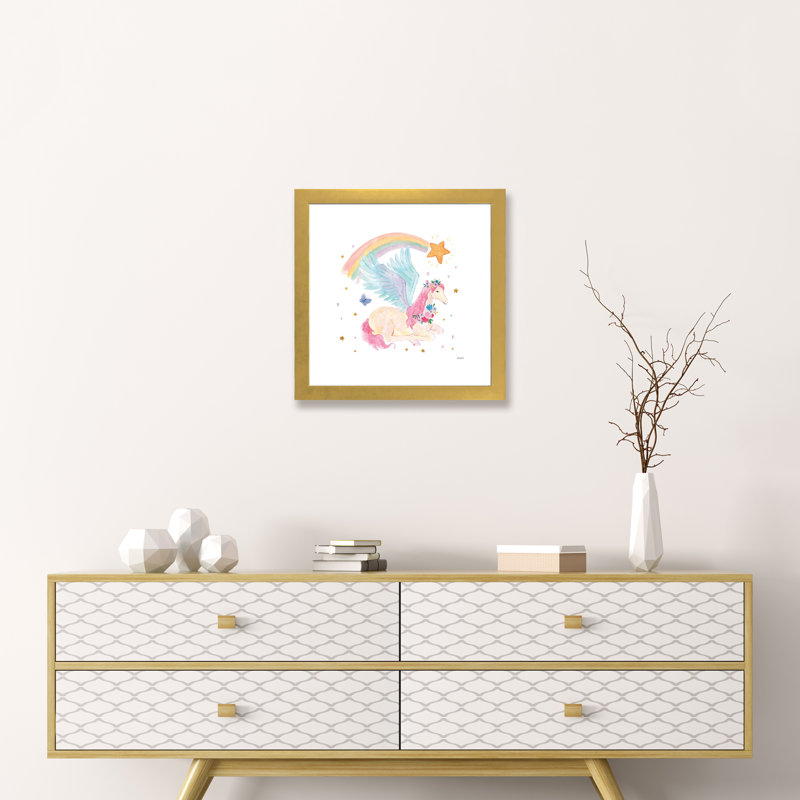 Décoration murale pour enfants Magical Friends II, H 24 po x l 24 po x p 1 po, Papier encadré doré