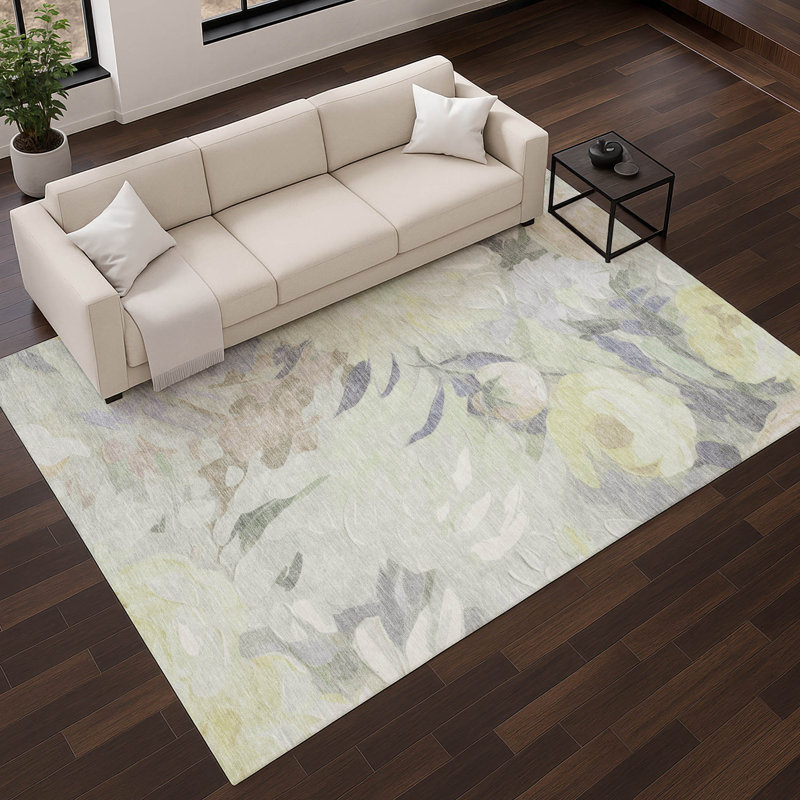 Tapis floral lavable à la machine de qualité supérieure Mayfield AMF2264, Comme neuf, 8 pi x 10 pi