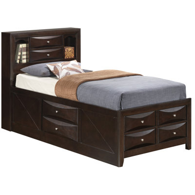 Lit simple avec rangement Marilla G1525G-TSB3, cappuccino