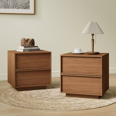 Table de chevet 18,9 po en bois avec 2 tiroirs (ensemble de 2)