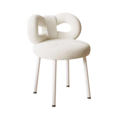 White Metal Decorative Stool Vanity Stool