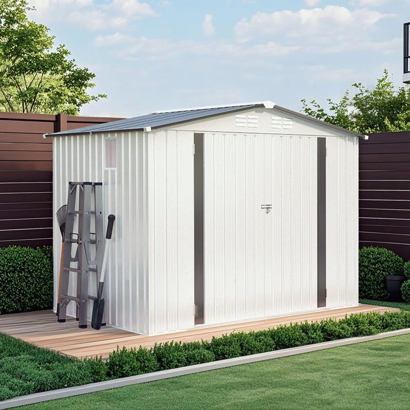 Outdoor Metal shed with side Window and Lockable Door, 72.83"H x 93.31"W x 68.90"D