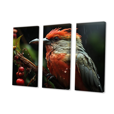 «Orange Tropical Bird On Branch», ensemble de reproductions d'art sur toile