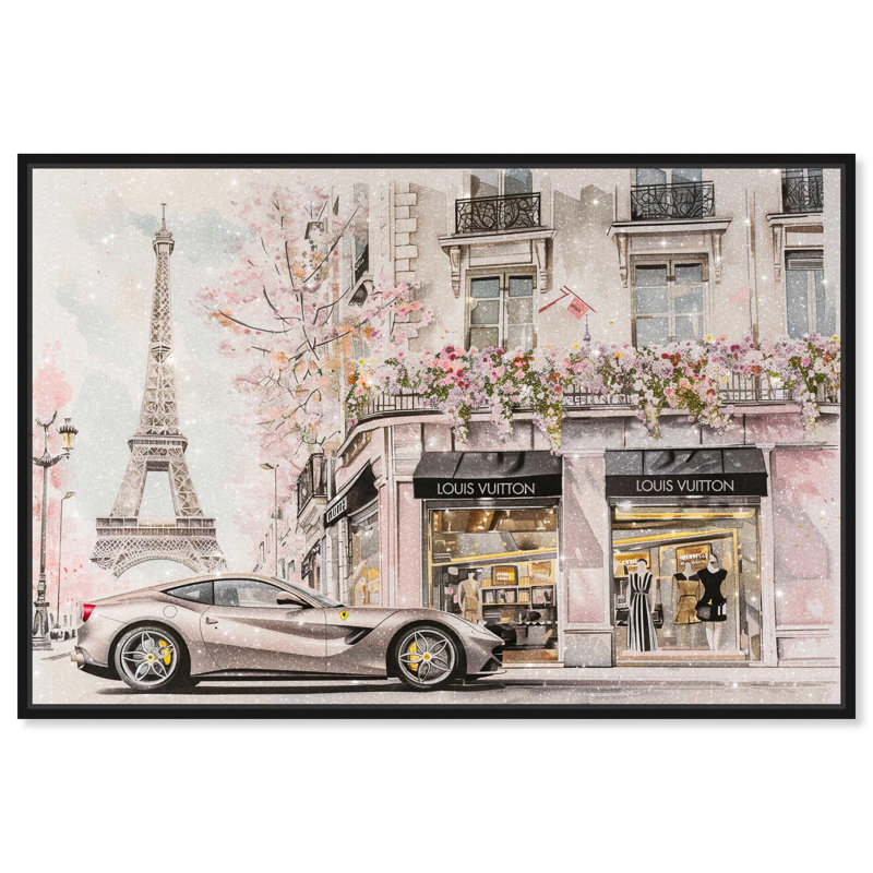 Impression d'art sur toile, magasinage commercial, Cadre flottant noir, H 37 po x l 55 po x P 1,8 po