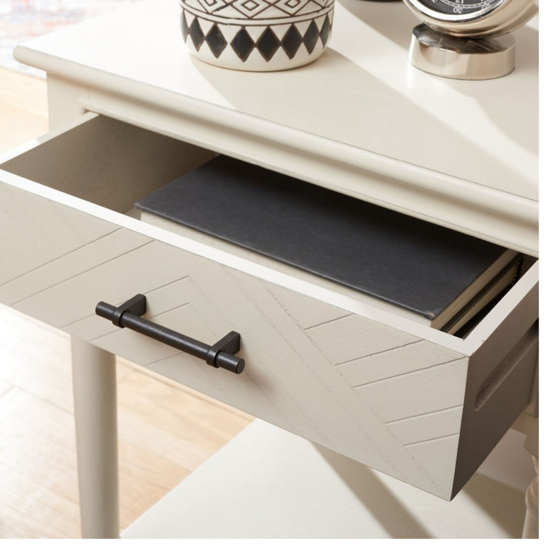 Raine End Table with Storage, Distressed White