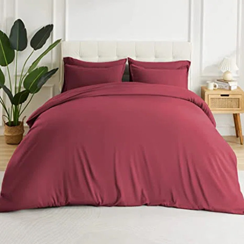 Ensemble de housse de couette , Bourgogne, Housse de couette très grand + 2 taies décorativ