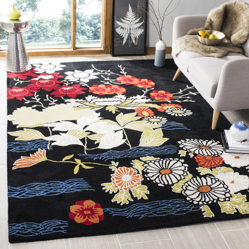 Tapis floral en laine touffeté à la main Mccullough, Rectangle 6 pi x 9 pi