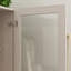 Armoire moderne de 70,9 po de hauteur, aspect bois, avec portes en verre givré, tringle et 2 grands tiroirs.
