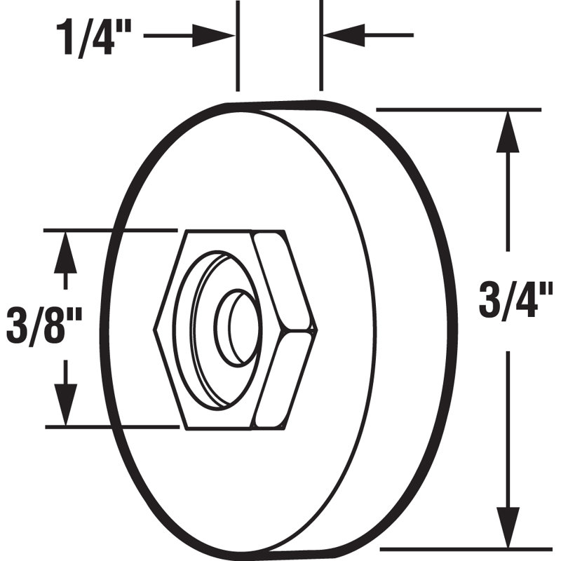 Rouleau de roulement à billes en polyéthylène haute densité à porte coulissante avec moyeu hexagonal fileté (paquet de 2)