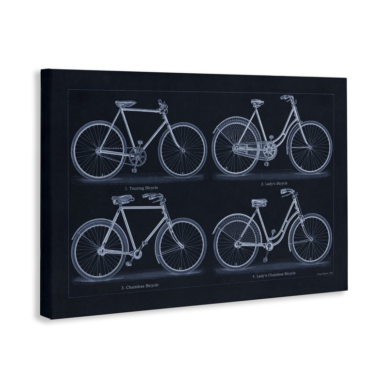 Schéma traditionnel de bicyclette, toile de Phillipa Katz, H 16 po x l 24 po