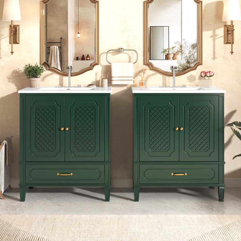 Ensemble de meuble-lavabo 60 po avec lavabo double 60 po, 2 armoires avec porte et 2 tiroirs