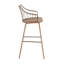 Tabouret de bar à hauteur fixe en bois blanchi et cuivre antique avec repose-pieds carré