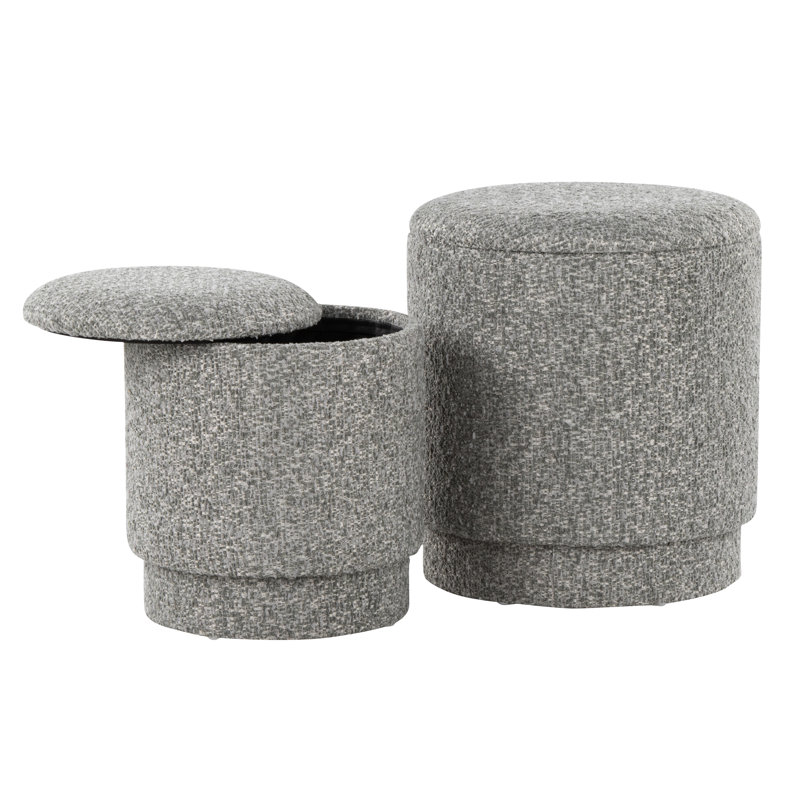 Carlesia Upholstered Ottoman, Gray/Green Noise