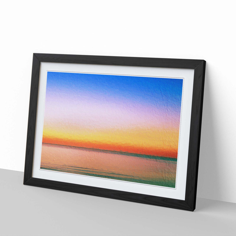 Sunset upon the Horizon in Abstract - Picture Frame Painting Print, 48cm H x 65cm W x 2cm D, Black Framed