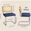 Ensemble de 4 chaises de salle à manger en rotin naturel, chaises de salle à manger modernes avec dossier en bois massif pour le salon de la cuisine, inspiré du design Mid-Century Breuer, similicuir rembourré (bleu)