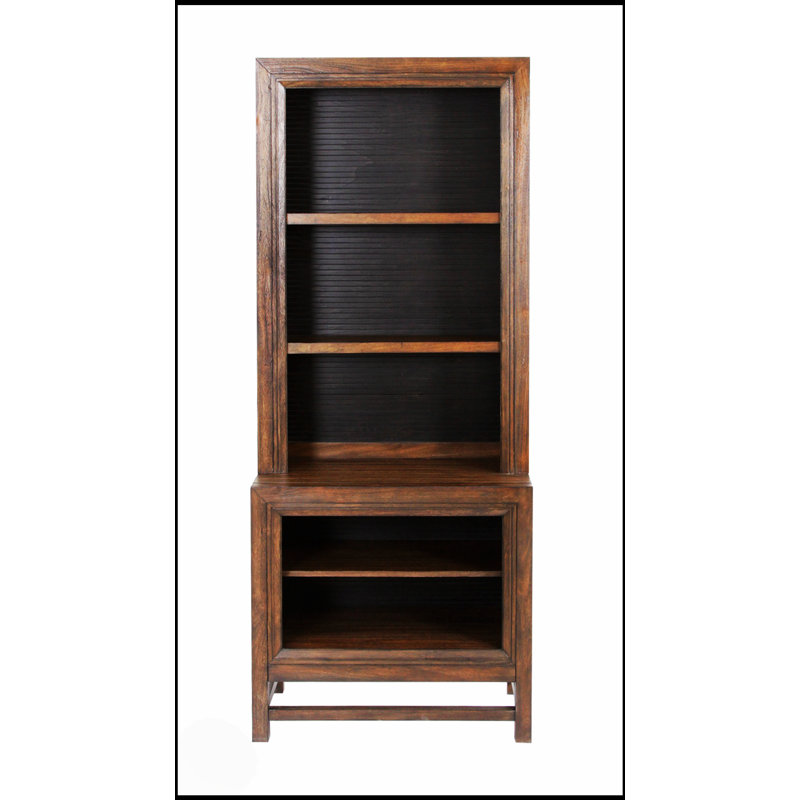 Élégant pilier de bibliothèque à deux tons avec tablettes spacieuses, aucun assemblage requis pour les espaces de vie modernes.