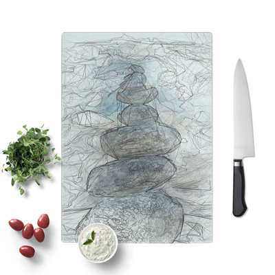 Tempered Glass Stacked Zen Stones Chopping Board
