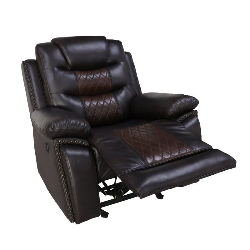 Riek Faux Leather Recliner, Power - Push Button